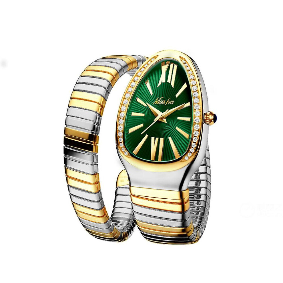 (Q1) Women's Snake Shape Bangle Bracelet Watch