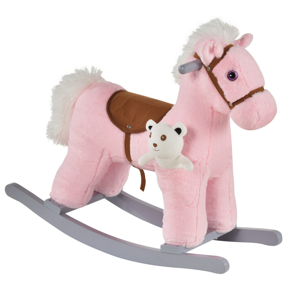 Kids Plush Ride-On Rocking Horse Rocker Plush Toy w/ Sounds For 18-36 Months