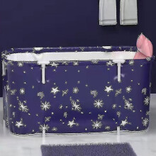 Rectangular Folding Bath Tub, Adult Full Body Bath Tub, Children's Bath Tub(120cm Cotton Starry Blue,)
