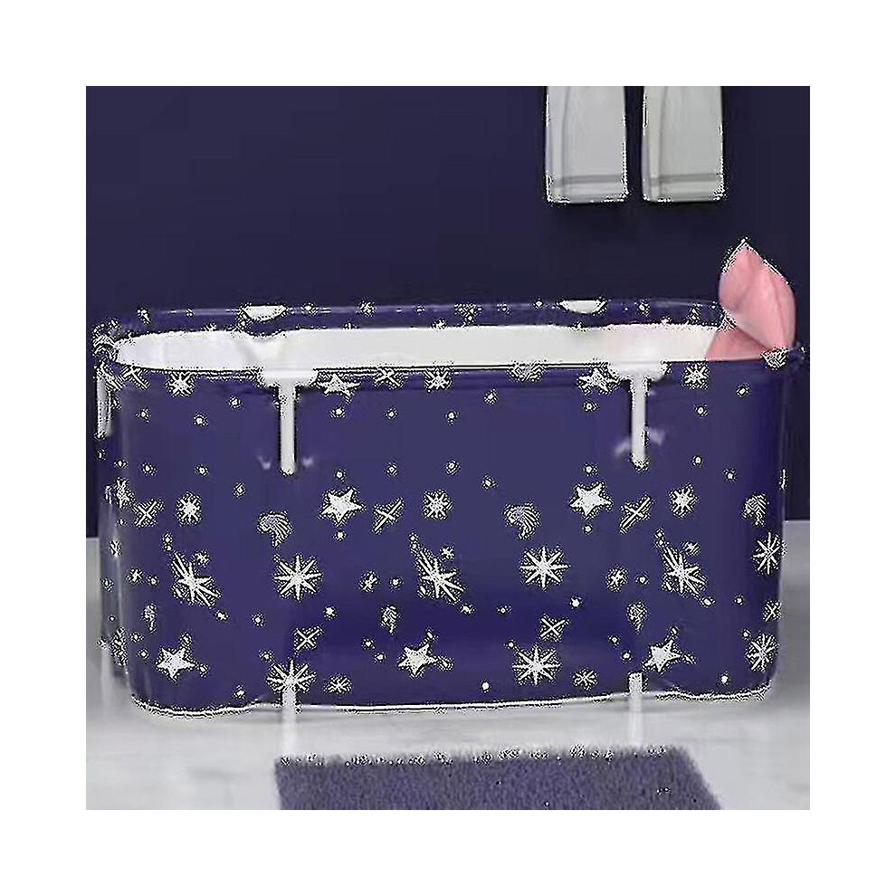 Rectangular Folding Bath Tub, Adult Full Body Bath Tub, Children's Bath Tub(120cm Cotton Starry Blue,)