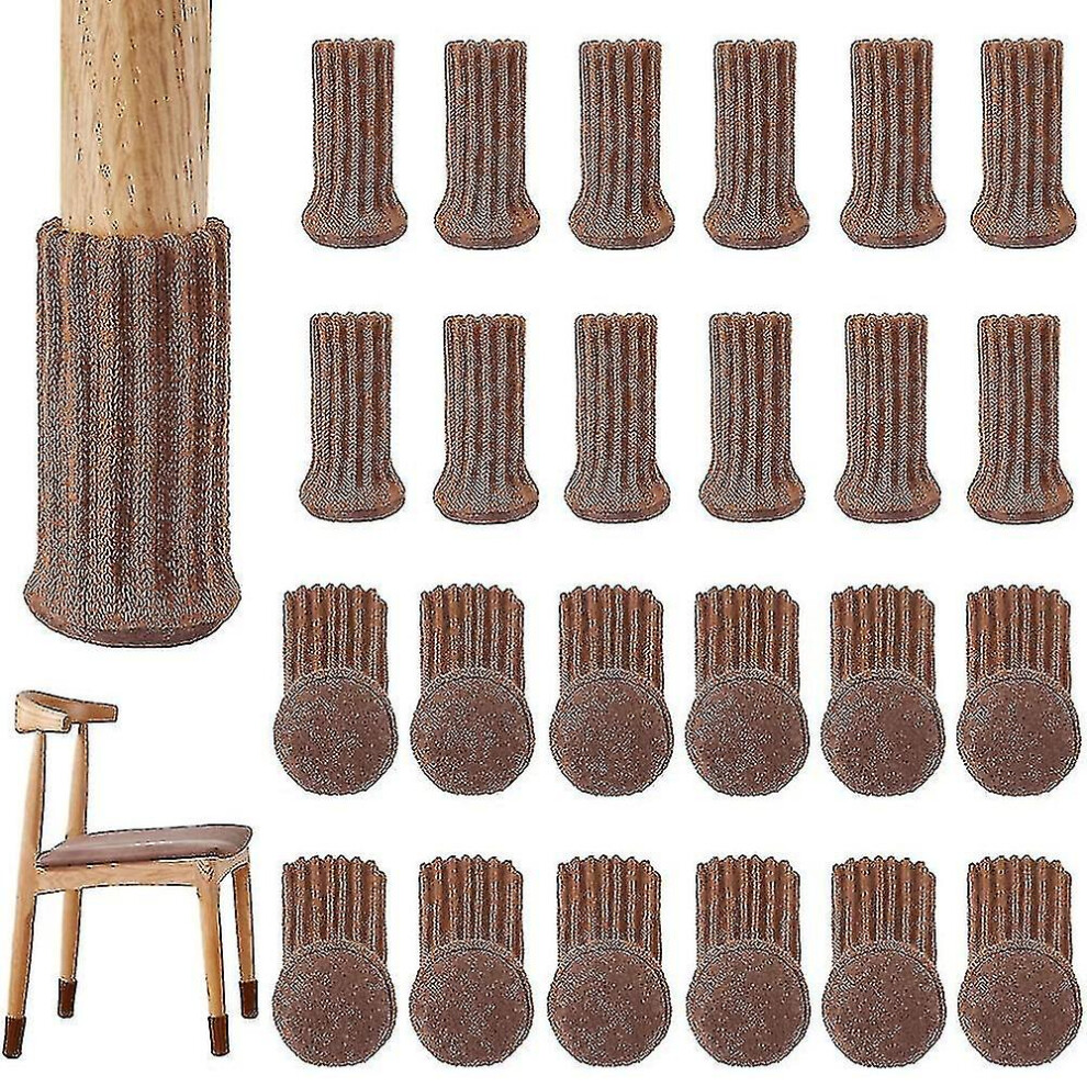 24Pcs Chair Socks Furniture Socks Non-Slip Elastic Chair Leg Feet Socks Covers, Knitted Furniture Pads For Furniture Feet Girth From 3" To 5" 4814699146392