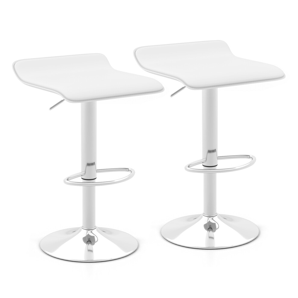 PU Swivel Barstool Set of 2 Dining Chair W/ Adjustable Height White