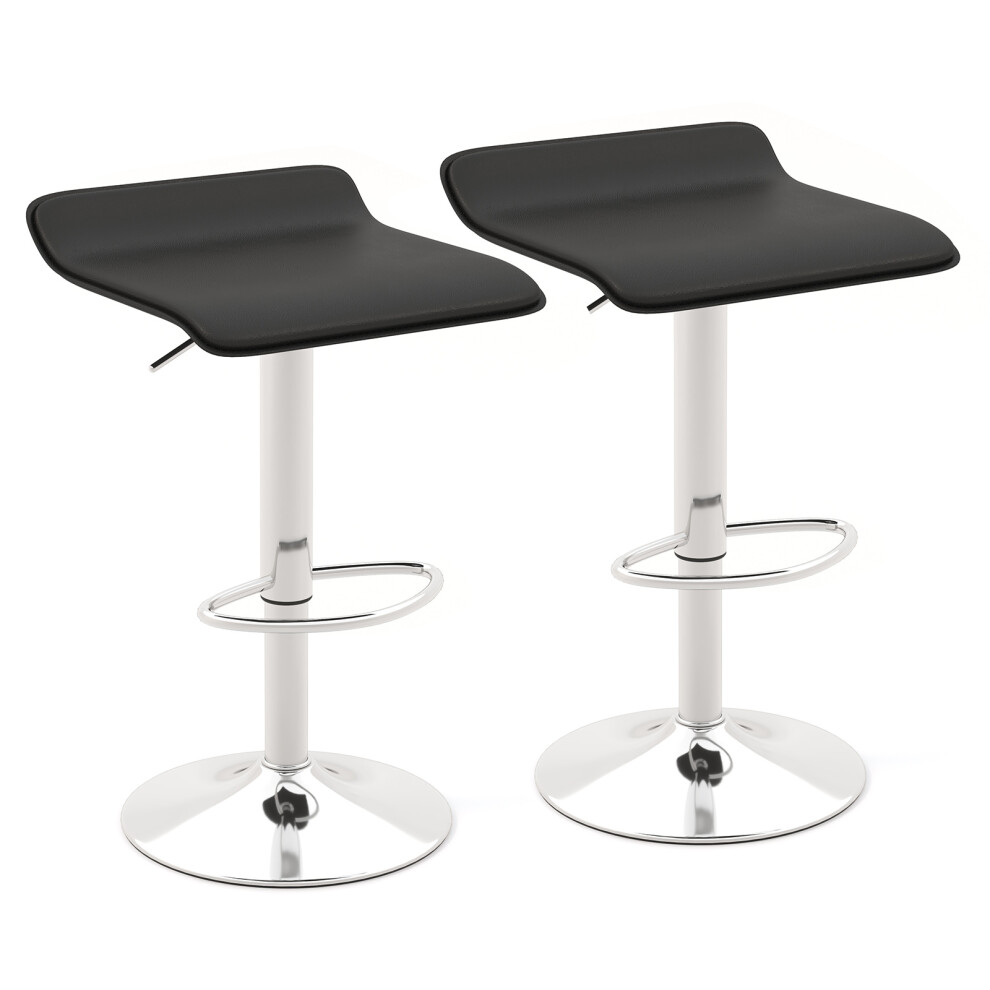 PU Swivel Barstool Set of 2 Dining Chair W/ Adjustable Height Black