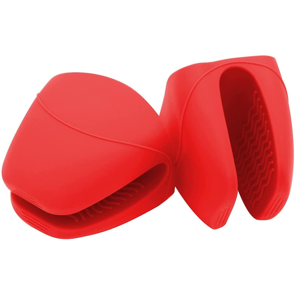 Silicone Cooking Pinch Grips Oven Mitts, Finger Protector Pot Holder For Kitchen,cooking,baking,bbq - Heat Resistant Gloves (red)