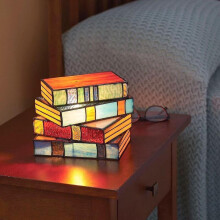 Stained Glass Stacked Books Lamp, Stained Glass Table Lamp, Vergissim Book Light -ge