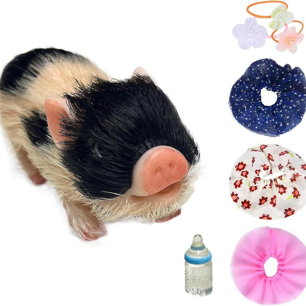 (D) Lifelike Mini Pig Doll  Soft Mini Realistic Newborn Cute Realistic Toddler Pig Toy With Toy Accessories  Accessories Color Is Random