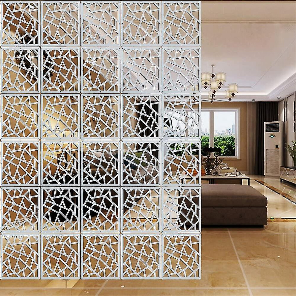 This Set Of 12 Eco-friendly Pvc Room Dividers Simple Modern Carved Room Divider 29cm X 29cm White