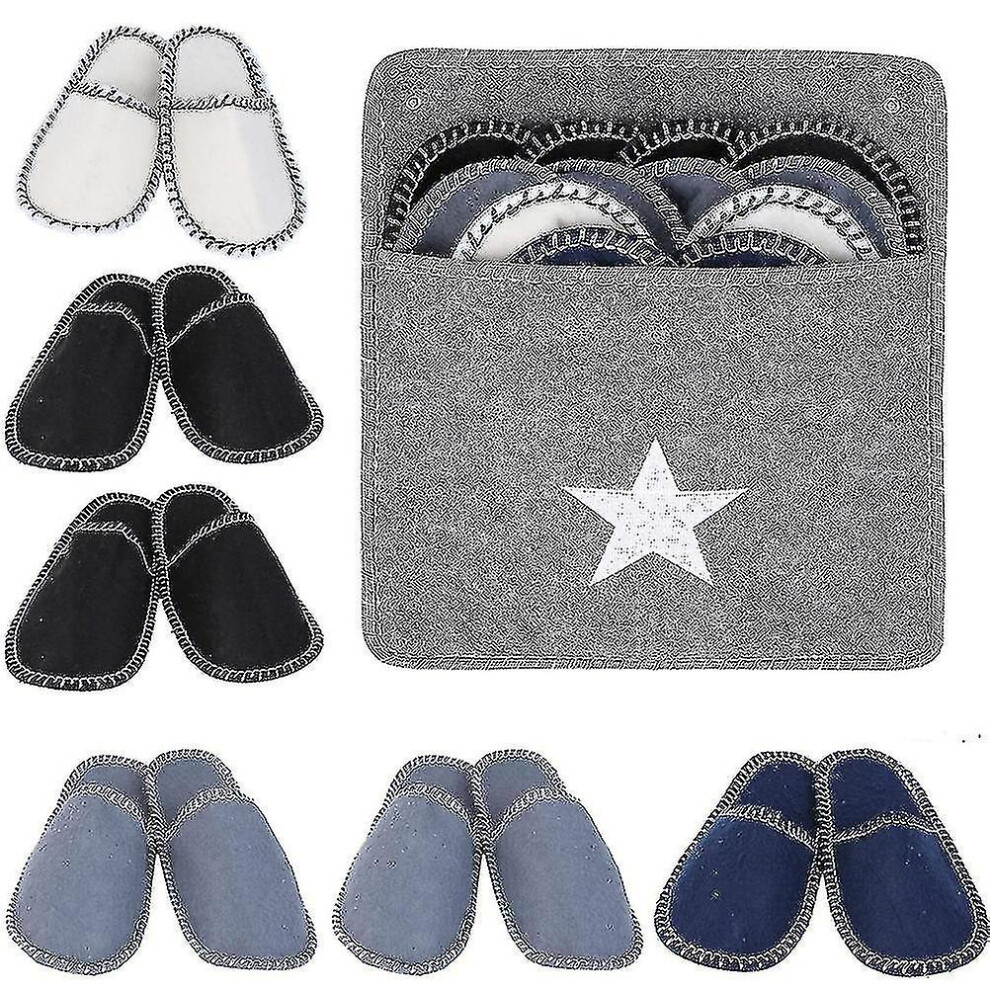 6 Pairs Fleece Felt Slippers Portable Washable Disposable Non Slip Home Slippers For Family Spa Guests Hotels Travel
