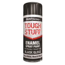 (TOUGH STUFF ENAMEL BLACK GLOSS 400ML (2578)) All Purpose Aerosol Metal Wood Plastic Spray Paint