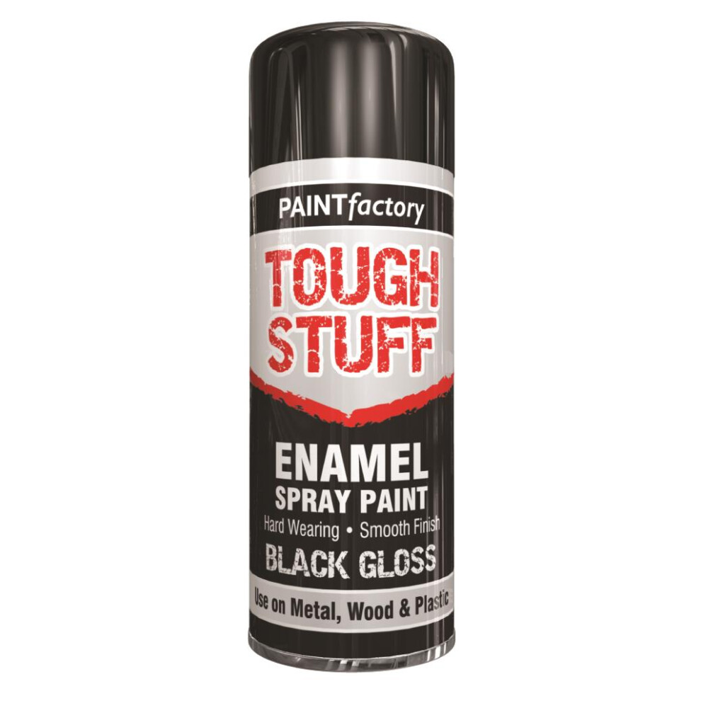 (Tough Stuff Enamel Black Gloss 400Ml (2578)) All Purpose Aerosol Metal Wood Plastic Spray Paint 5074512398875
