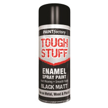 (TOUGH STUFF ENAMEL BLACK MATT 400ML (2577)) All Purpose Aerosol Metal Wood Plastic Spray Paint