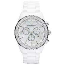 Emporio Armani AR1456 Ceramica Kristall Weiß Damenuhr