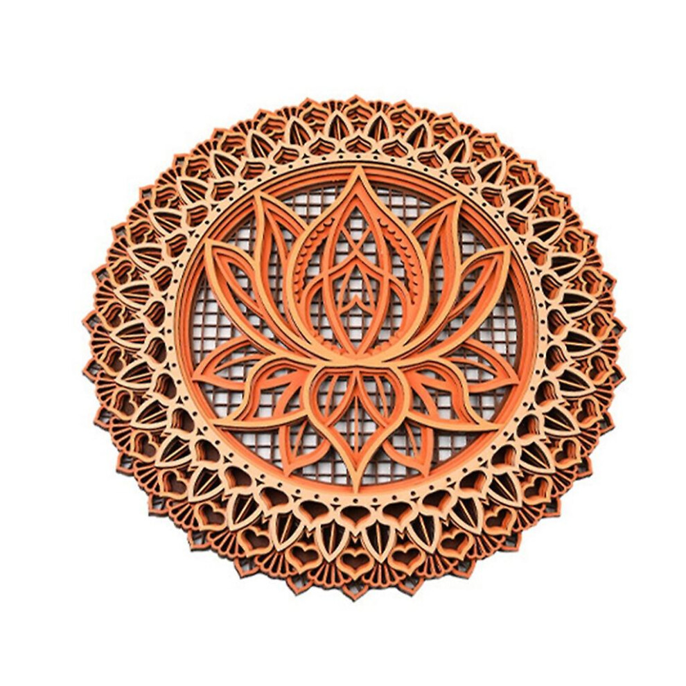 Multilayered Wall Sculpture Wooden Lotus Flowers Mandala Wall-decor Artwork