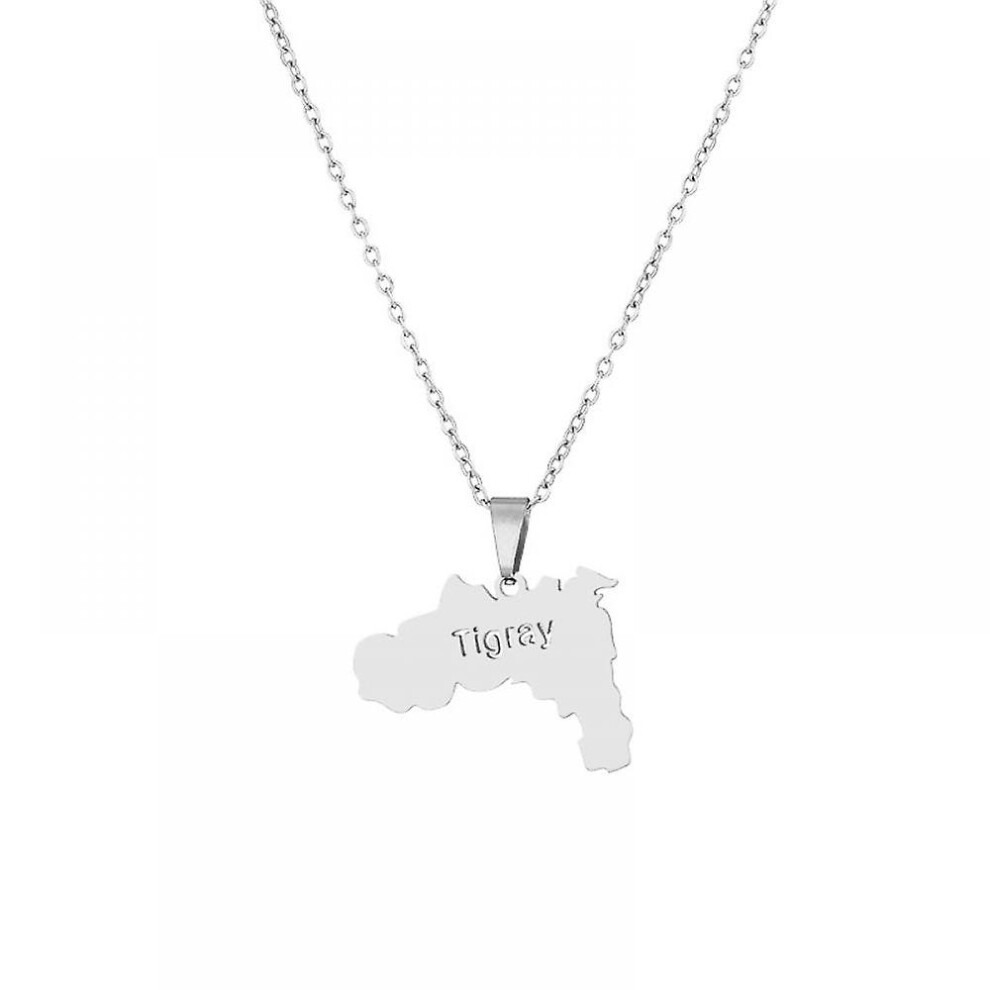 Veeki Stainless Steel Necklace Jewelry, Ethiopia Tigray Region Map Pendant, Fashion Accessories For Men And Women, Best Gifts For Family Or Friendsste