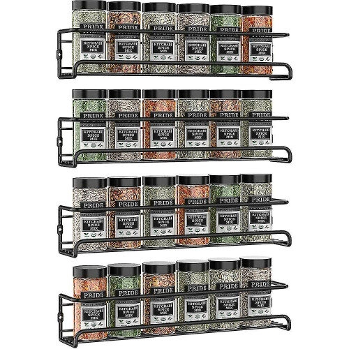 4 Pack Kitchen Shelf Spice Rack Wallmounted Storage Organizer Cupboard Stand