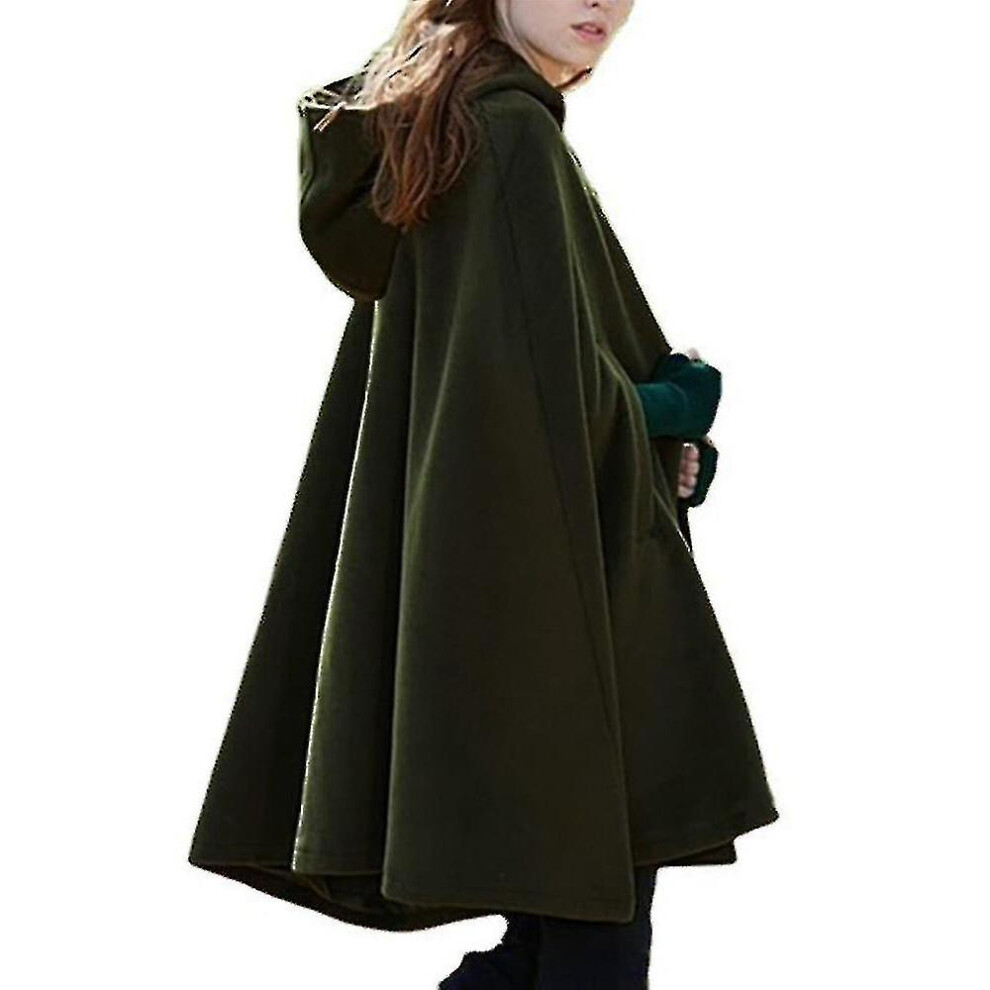 Women Hooded Cloak Cape Poncho Coat Jacket Baggy Casual Outwear Winter
