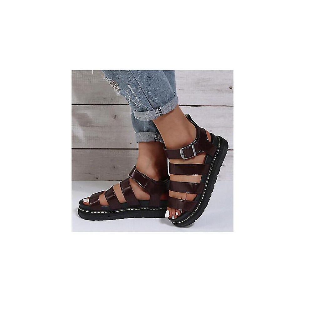 Womens Chunky Sandals Thick Sole Strappy Block Flatforms Shoes