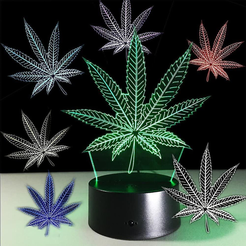 Shxx Marijuana Leaf 3d Illusion Lamp Cananbis Weed Optical Visual Night Light Room Party Deco Lighting 3d9l-386