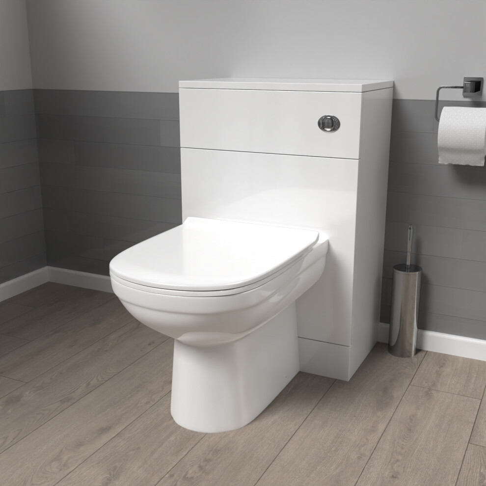 Nes Home 500mm WC Unit & Round Back To Wall Ceramic Toilet With Cistern