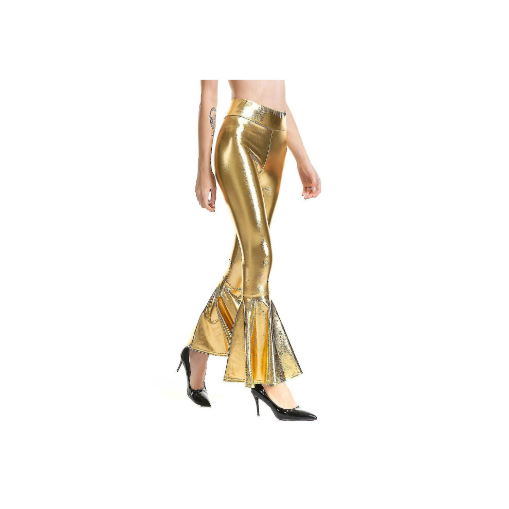 Women's Flared Pants Mermaid Wide Leg Pants Hippie Metallic Pants Xinmu