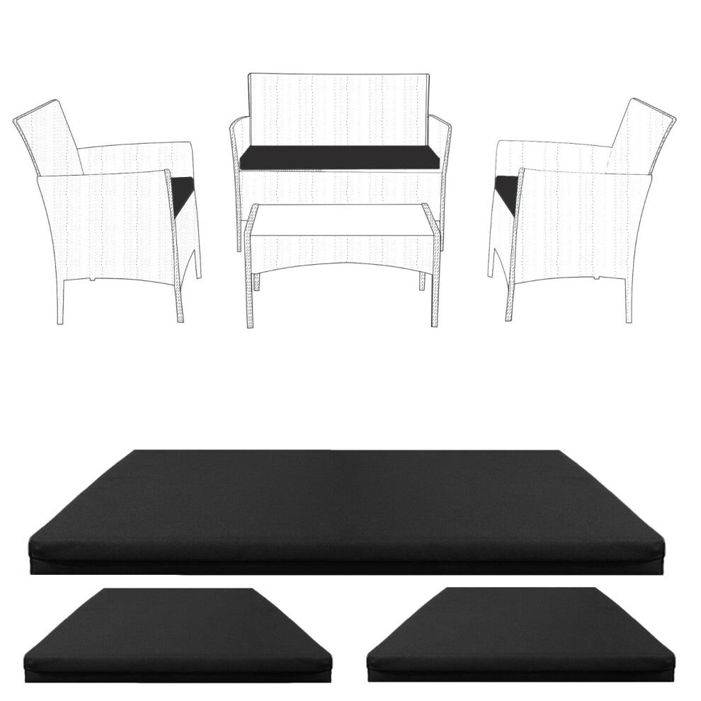 (Black ) Replacement Cushions Set Rattan Garden Furniture