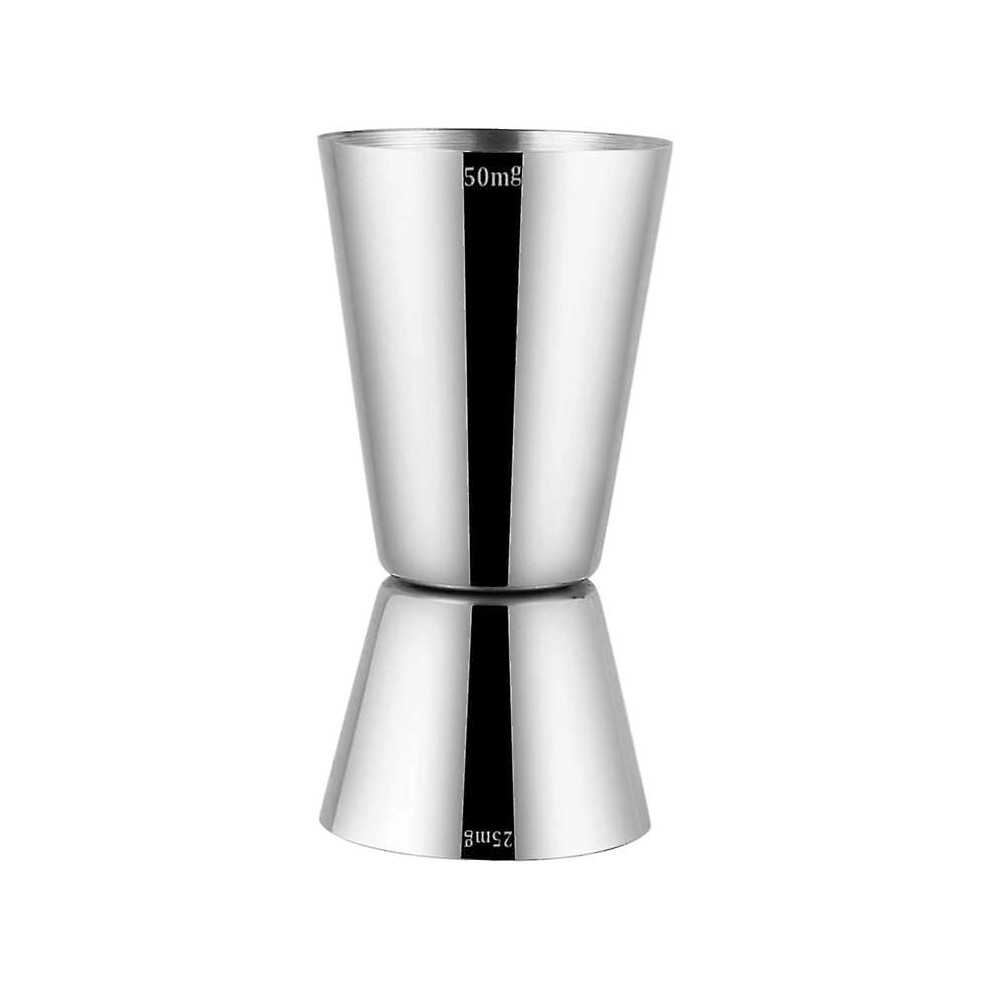 Zk-double Stainless Steel Cocktail Measuring Cup 304 Stainless Steel Measuring Cup For Professional Bartender Drinks (silver, 25 X 50 Ml)
