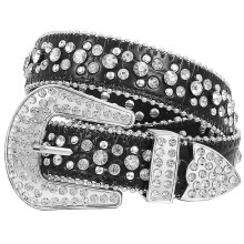 (black, 95cm(37Inch)) Kids Rhinestone Belt,western Cowgirl Cowboy Belt With Bling Diamond Pu Leather Belt For Jeans Dress