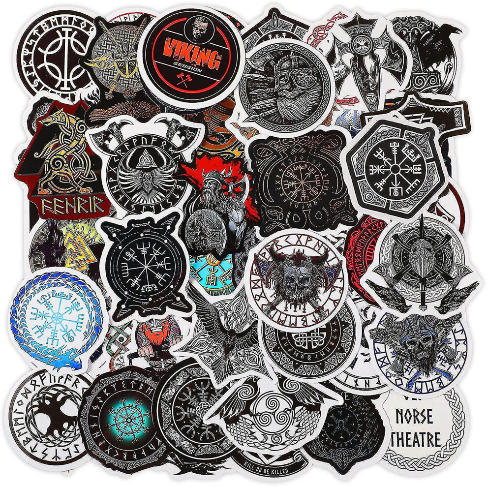 100 Pieces Viking Stickers Vinyl Viking Pirate Theme Decals Waterproof Pvc Runic Compass Viking Totem Stickers For Car Hard Hat Water Bottle Laptop Lu