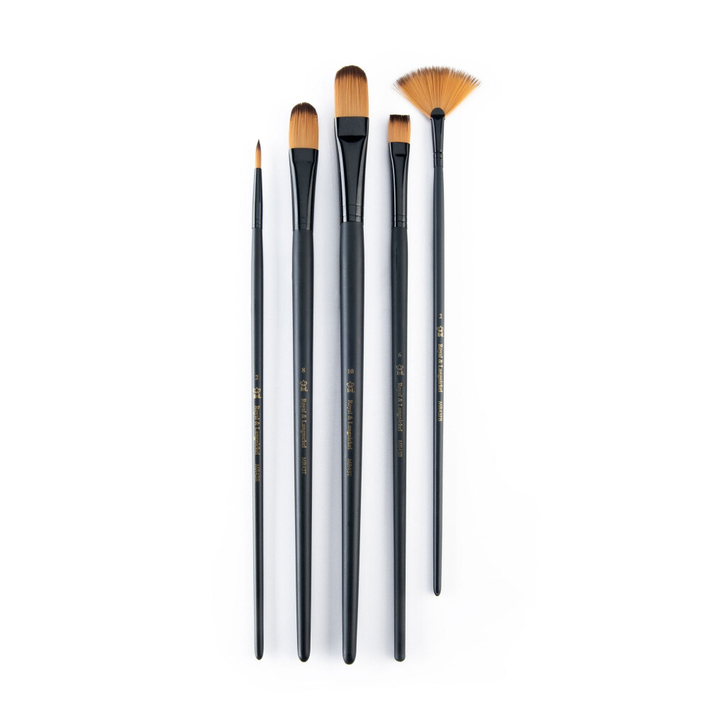 Royal & Langnickel Gold Rset-4303 | Essentials 5Pc Taklon Variety Brush Set 4303