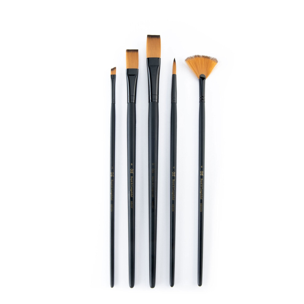 Royal & Langnickel Gold Rset-4304 | Essentials 5Pc Taklon Variety Brush Set 4304