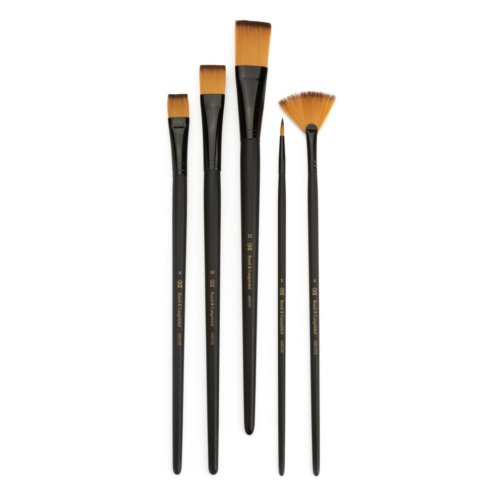 Royal & Langnickel Gold Rset-4301 | Essentials 5Pc Taklon Variety Brush Set 4301