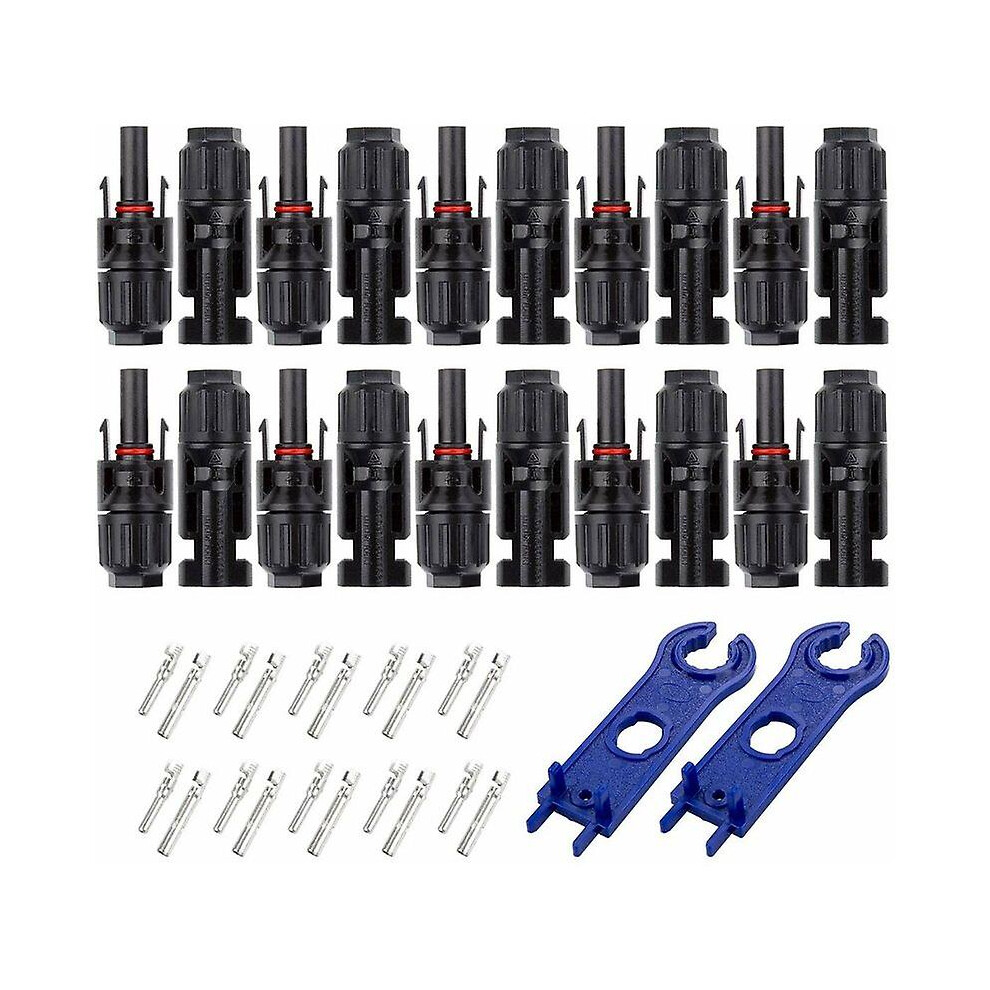 10 Pairs Mc4 Male/female Connector For Solar Panel Cable Photovoltaic Systems, Solar Panels Cable Accessories, Waterproof - Black