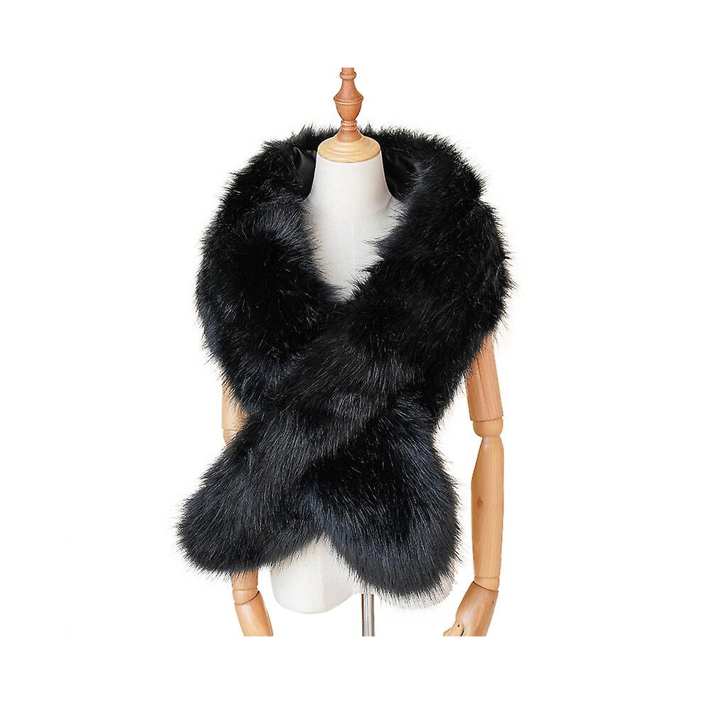 (Black) Faux Fox Fur Shawl Fur Collar Fur Black