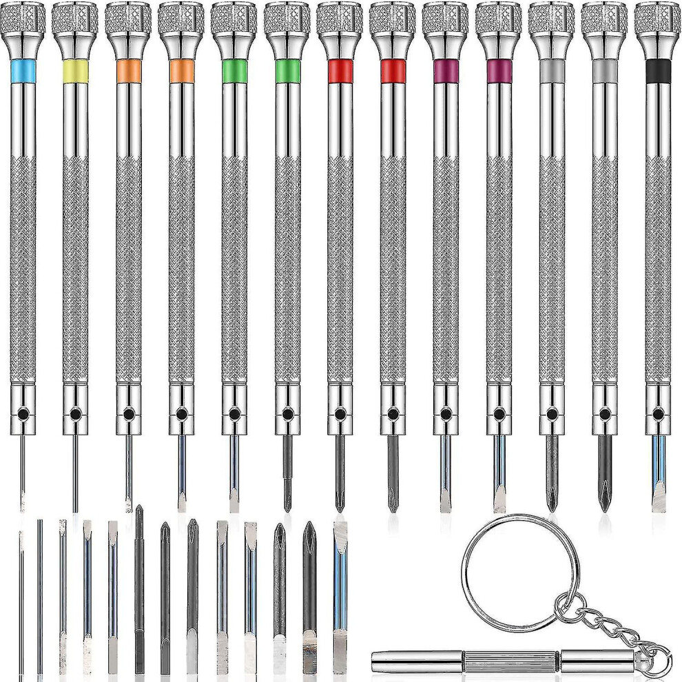 13 Pieces Mini Precision Watch Screwdriver Jeweler Watch Screwdriver Set 0.6-2.0 Mm With 13 Extra R