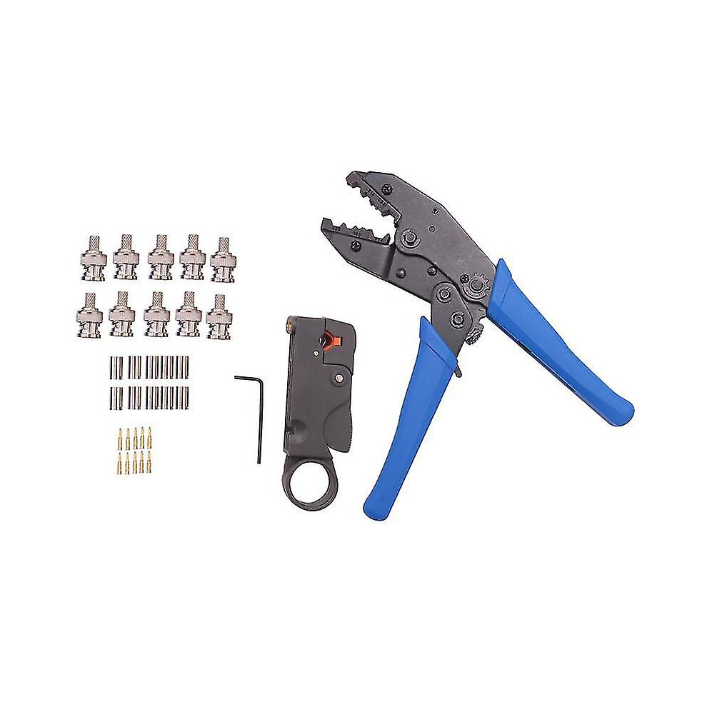 1set Coax Rf/bnc Crimp Tools For Rg58 / Rg59 / Rg6 With 10pcs Bnc Plug Crimp Connector Set