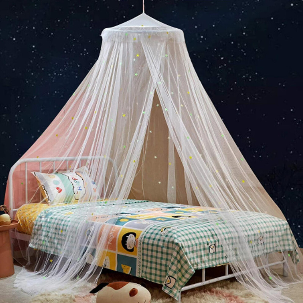 1 Set Dome Bed Canopy Foldable Glow-in-the-dark Polyester Stars Princess Canopy Bed Room Decor Household Supplies Qinghai