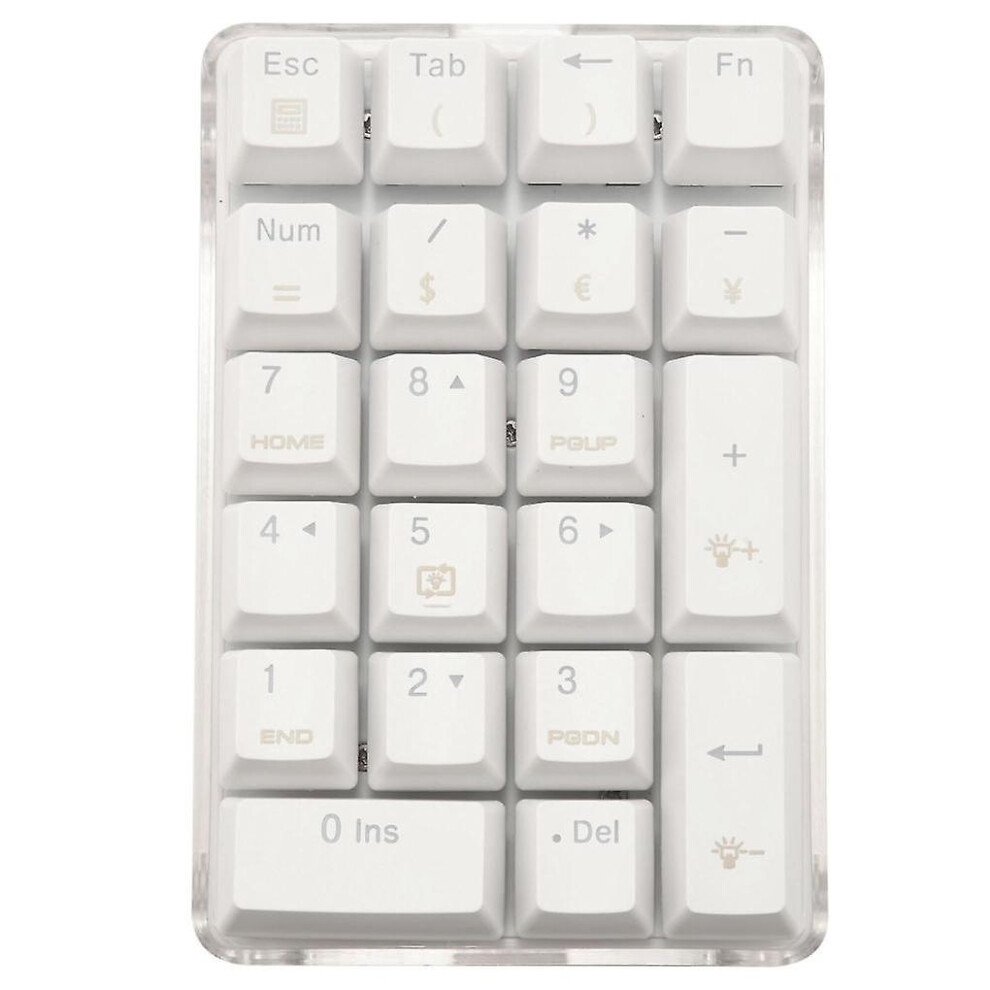 21 Keys White Backlit Mechanical Numeric Keypad Numpad With Cherry Blue Switches For Notebook Deskt