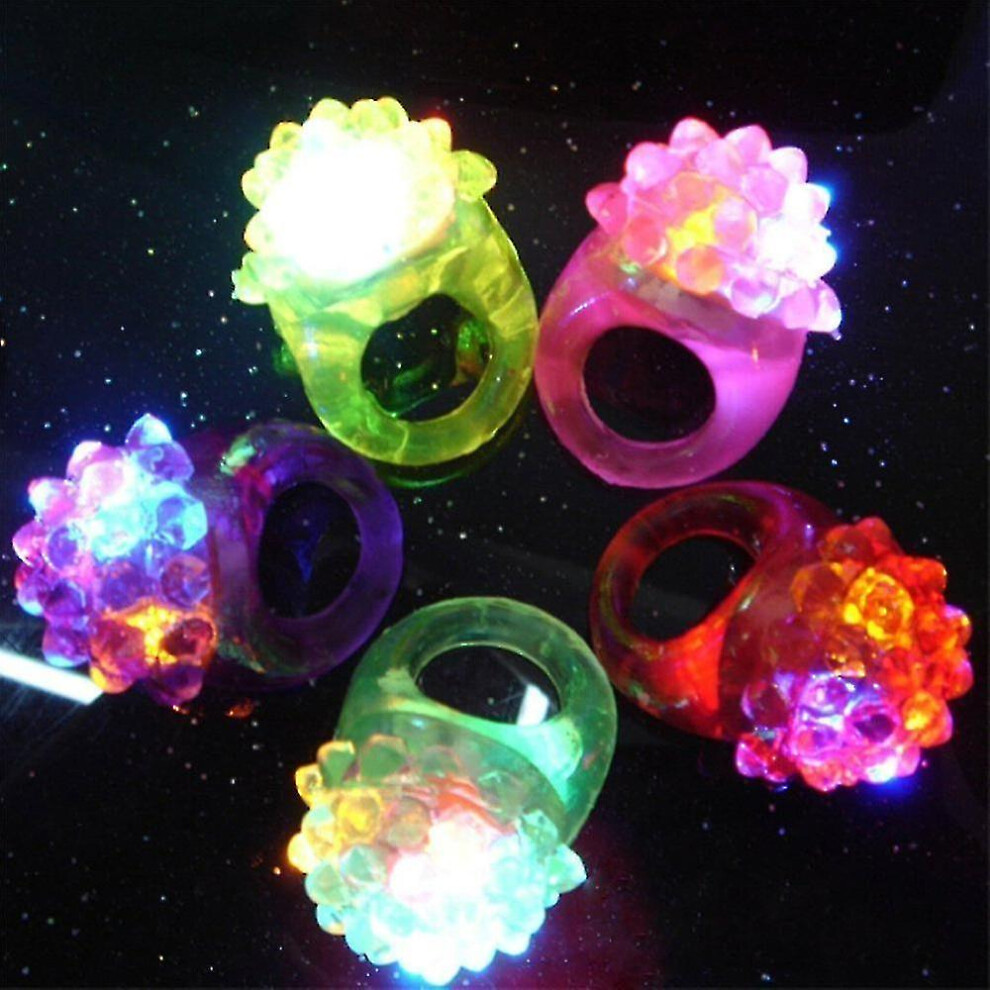 24pcs Flashing Led Ring, 2 Styles Design-strawberry And Rose Pattern, Bumpy Plastic Rings For Party Favors, Soft Jelly Finger Light Up Toys, Random Co