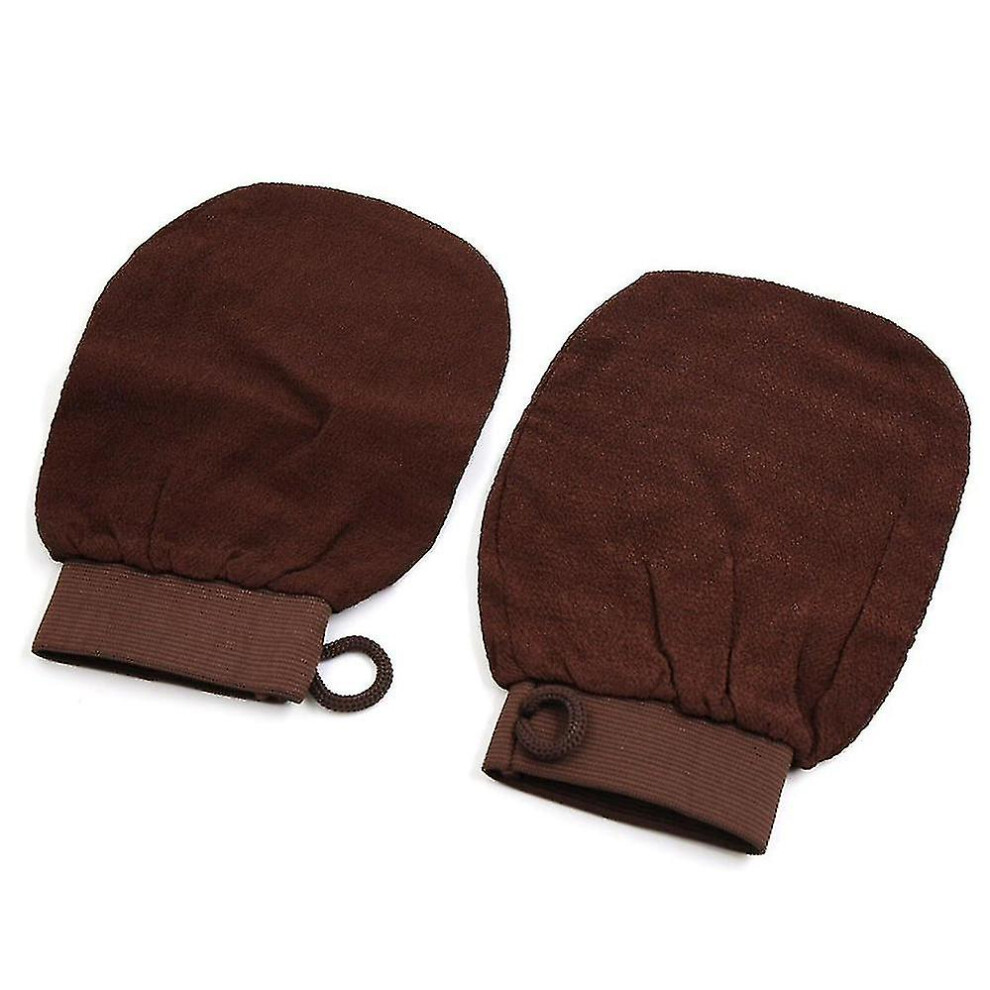 2pcs Bath Shower Sauna Dead Hard Skin Care Exfoliator Exfoliating Massage Mitt Back Scrubber Glove