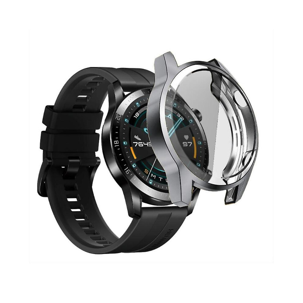(Gray) Tpu Case For Huawei Watch Gt2 46Mm Hard Shell Bumper Full Screen Case Smart Watch Dial Protector Gray 4814699166574