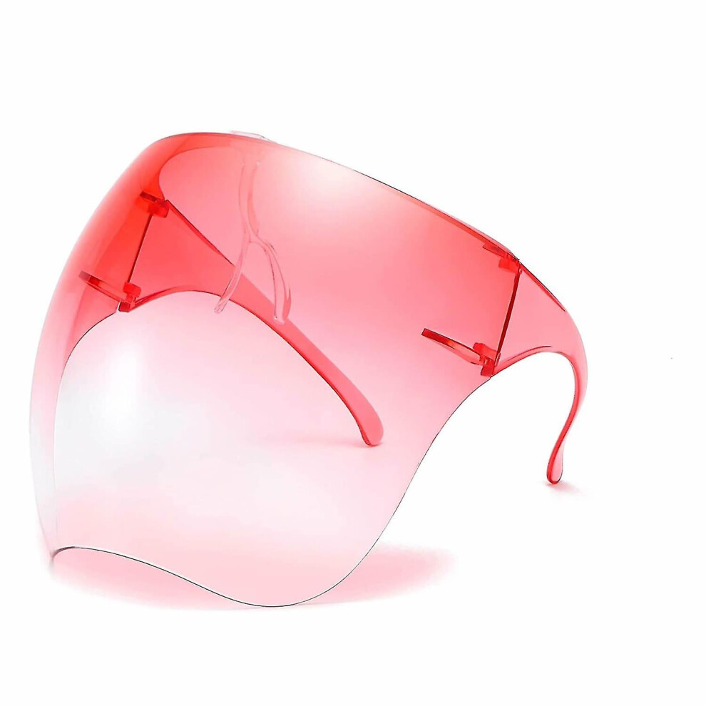 (Red, Adult) Clear Face Shield Mask Googles Sunglasses Visor Anti-fog Transparent Glasses Protective Eyewear
