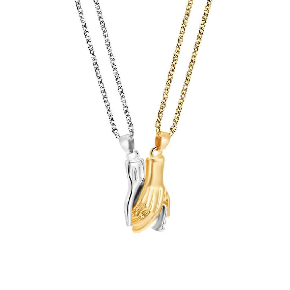 2 Pcs Hand In Hand Couple Necklace Matching Necklaces Mutual Attraction Promise Long Distance Lover Gift Bff Jewelry Valentine's Day Gift