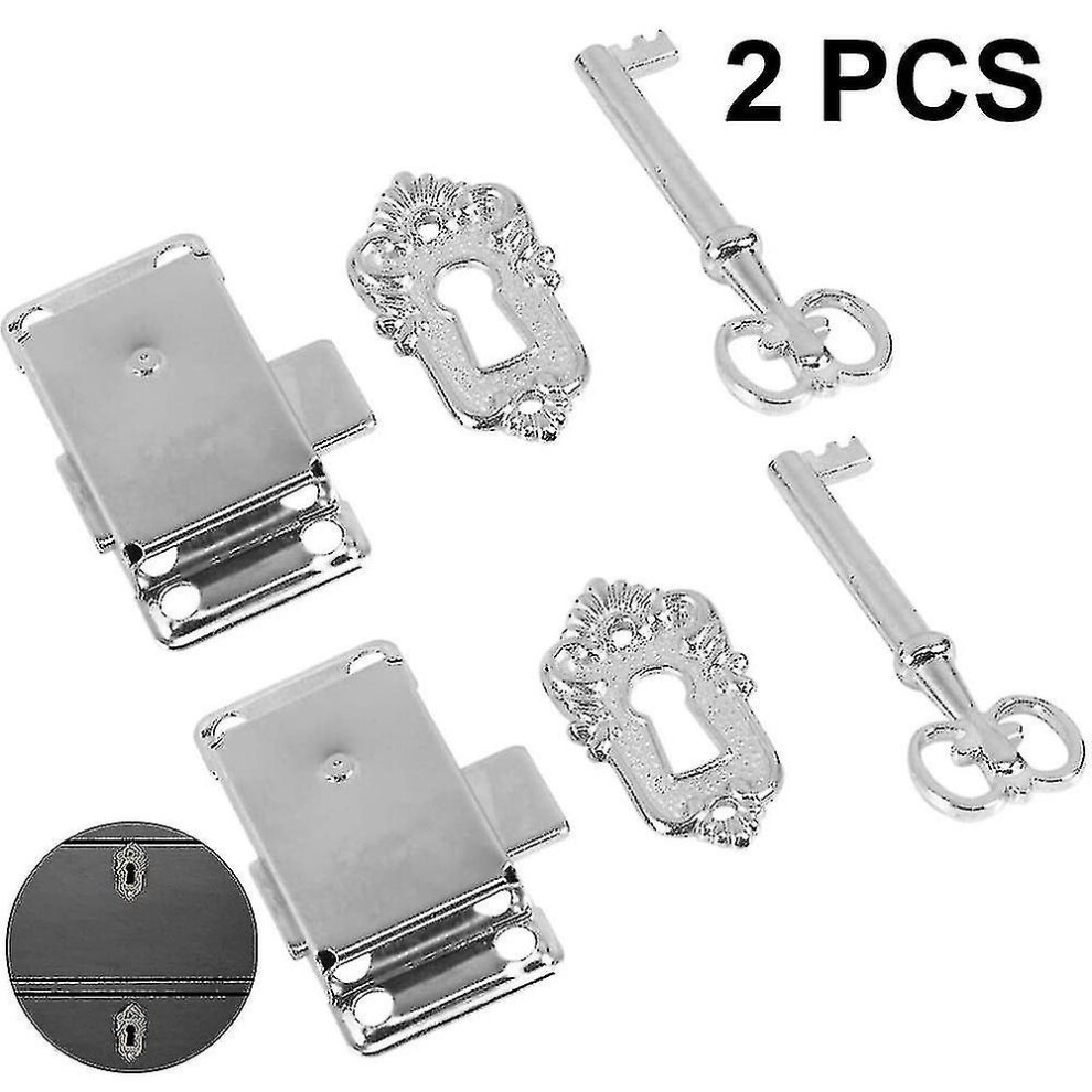 2 Sets Of Old Cabinet Door Locks, Cabinet Locks, Antique Furniture Locks With Keys For Mailboxes, Lockers, Cabinets, Toolboxes Ty