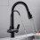 3 Way Modern Matt Black Chrome Drinking Brass Mixer Tap Filter Black Pull Out Kitchen Sink Faucets 5