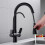 3 Way Modern Matt Black Chrome Drinking Brass Mixer Tap Filter Black Pull Out Kitchen Sink Faucets 2