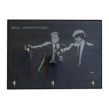 (5hooks) Pulp Fiction Key Holder-Wall Hanging Art Creative Wooden Wall Hanging 2/5 Hooks,100% New