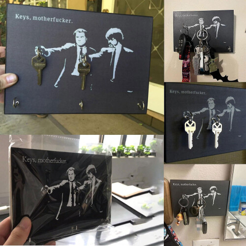 (2hooks)PulpFictionKeyHolder-WallHangingArtCreativeWoodenWallHanging2/5Hooks,100%New