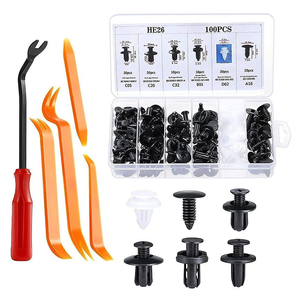 Clips Voiture, 100 Pices Clips Garniture Plastique Rivets, Rivet Clips, Clips Garniture Plastique, Plastique Fixation Noir Universel, Pour De Voiture 4814699169322