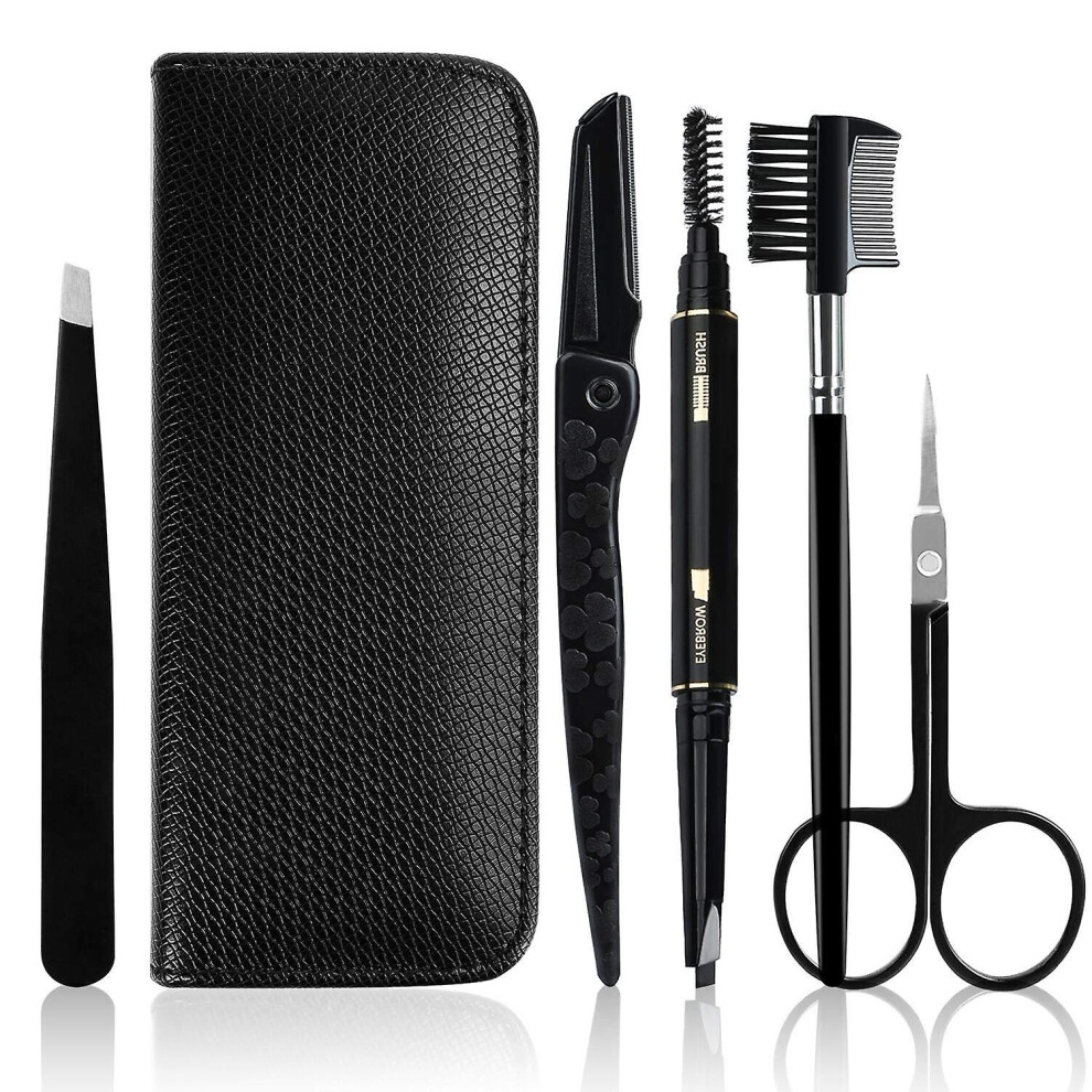 5-piece Eyebrow Set With Black Case,eyebrow Kit For Men