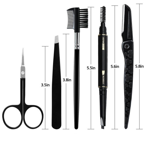 5-piece Eyebrow Set With Black Case,eyebrow Kit For Men 2